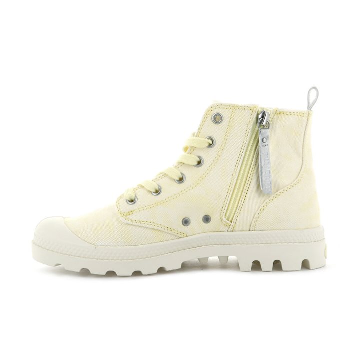 Palladium Pampa Zip Desertwash Women's Boots Light Yellow | UK O671-FVO